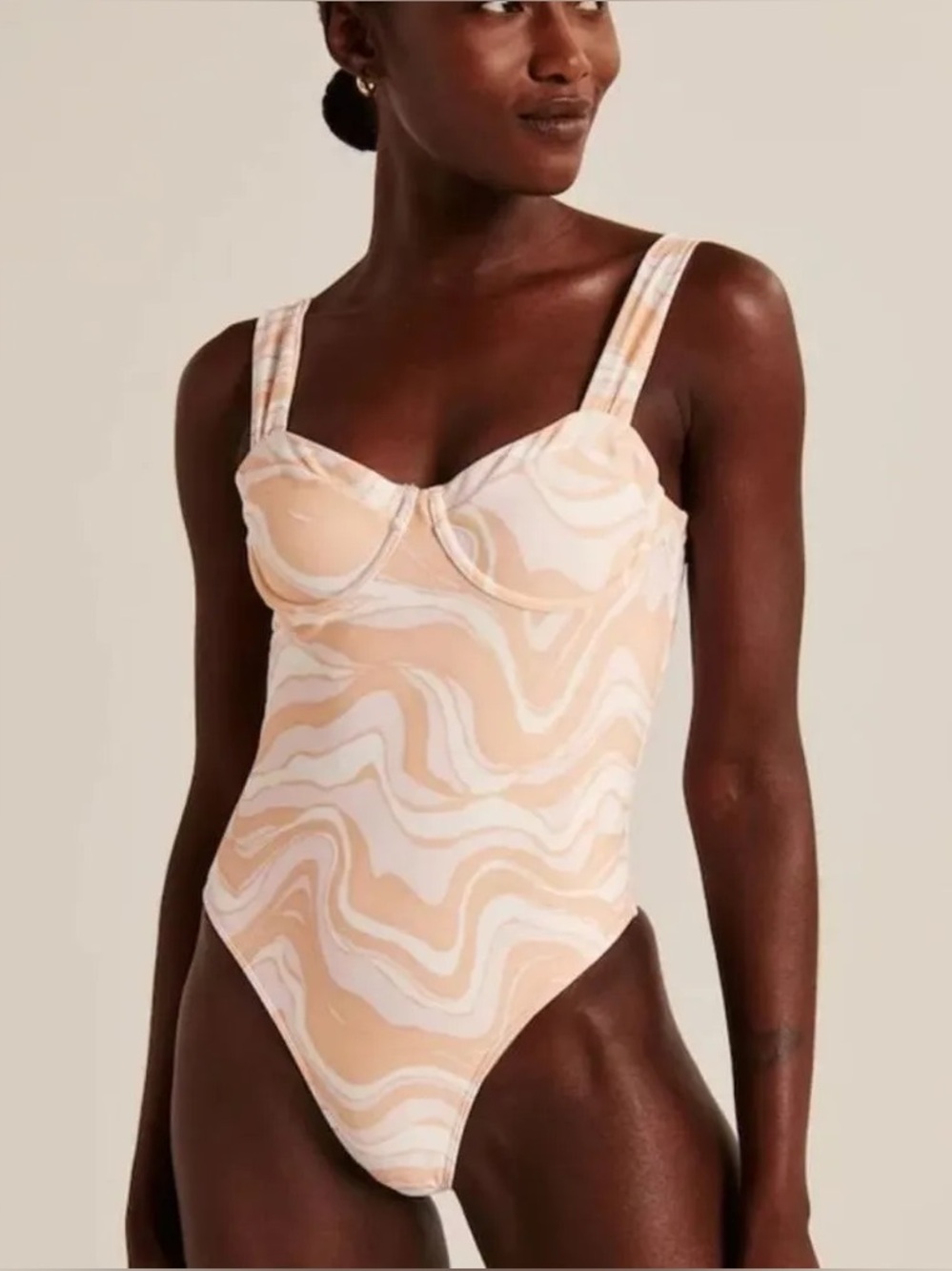 Abercrombie & Fitch Pleated Strap Underwire one piece Swimsuit | Medium | NWT